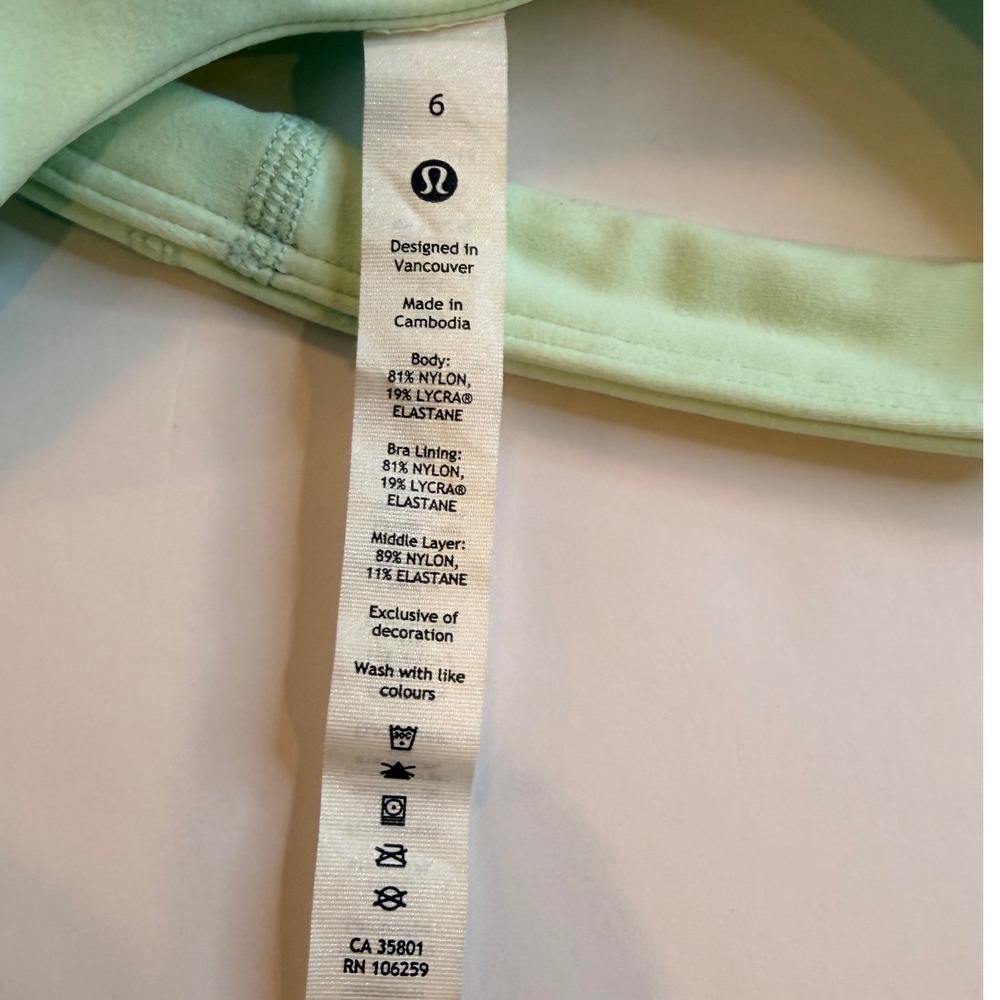 Lululemon Align Tank Top Mint Green Size 6 Nulu Yoga Crop Bra Pads NWOT - Picture 9 of 10